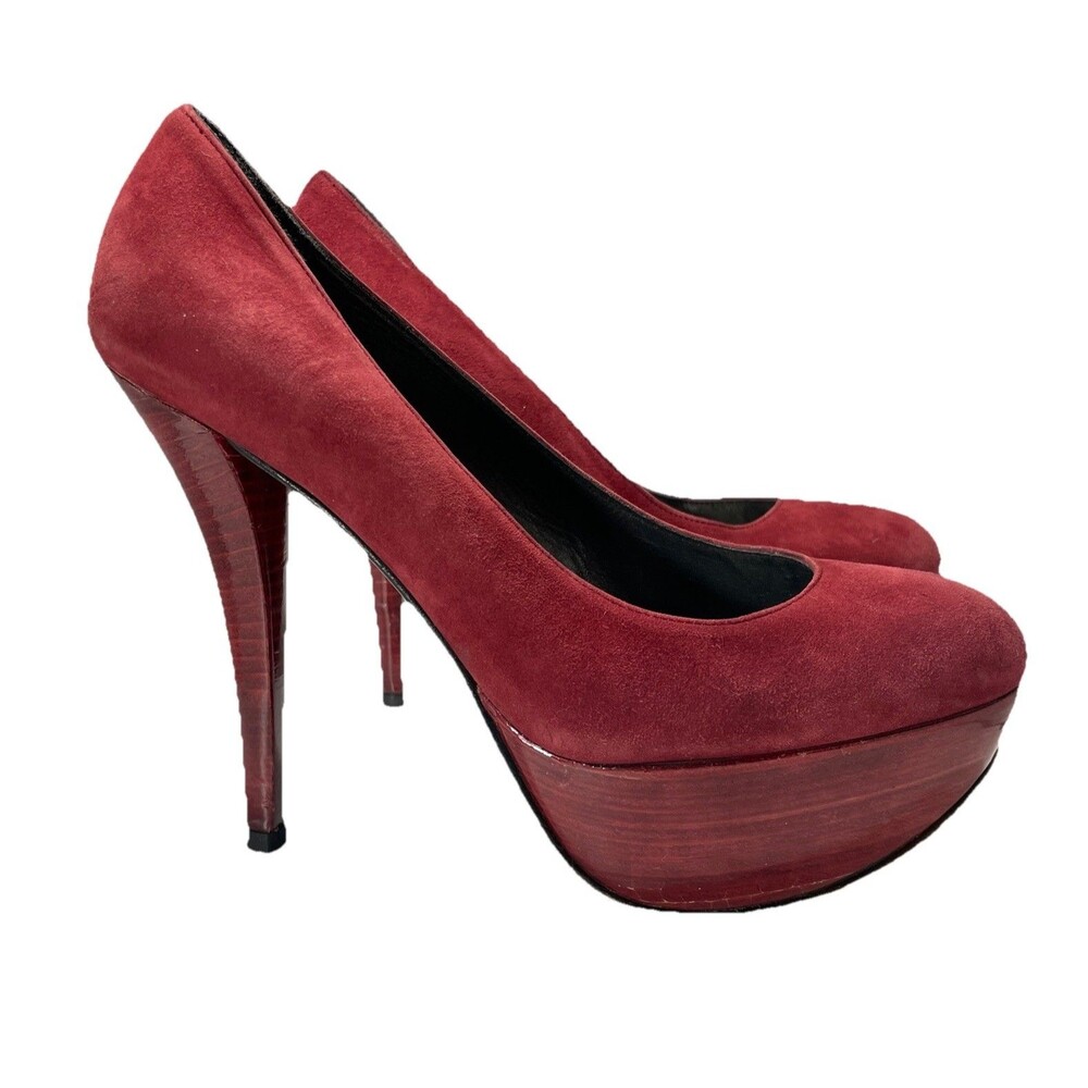 Stuart Weitzman Red Suede Platform High Heel Pumps Women’s 7.5 M Spain